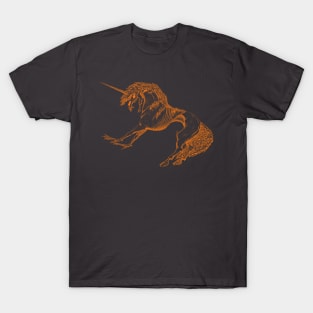 Nightmare Unicorn, Orange Outline T-Shirt
